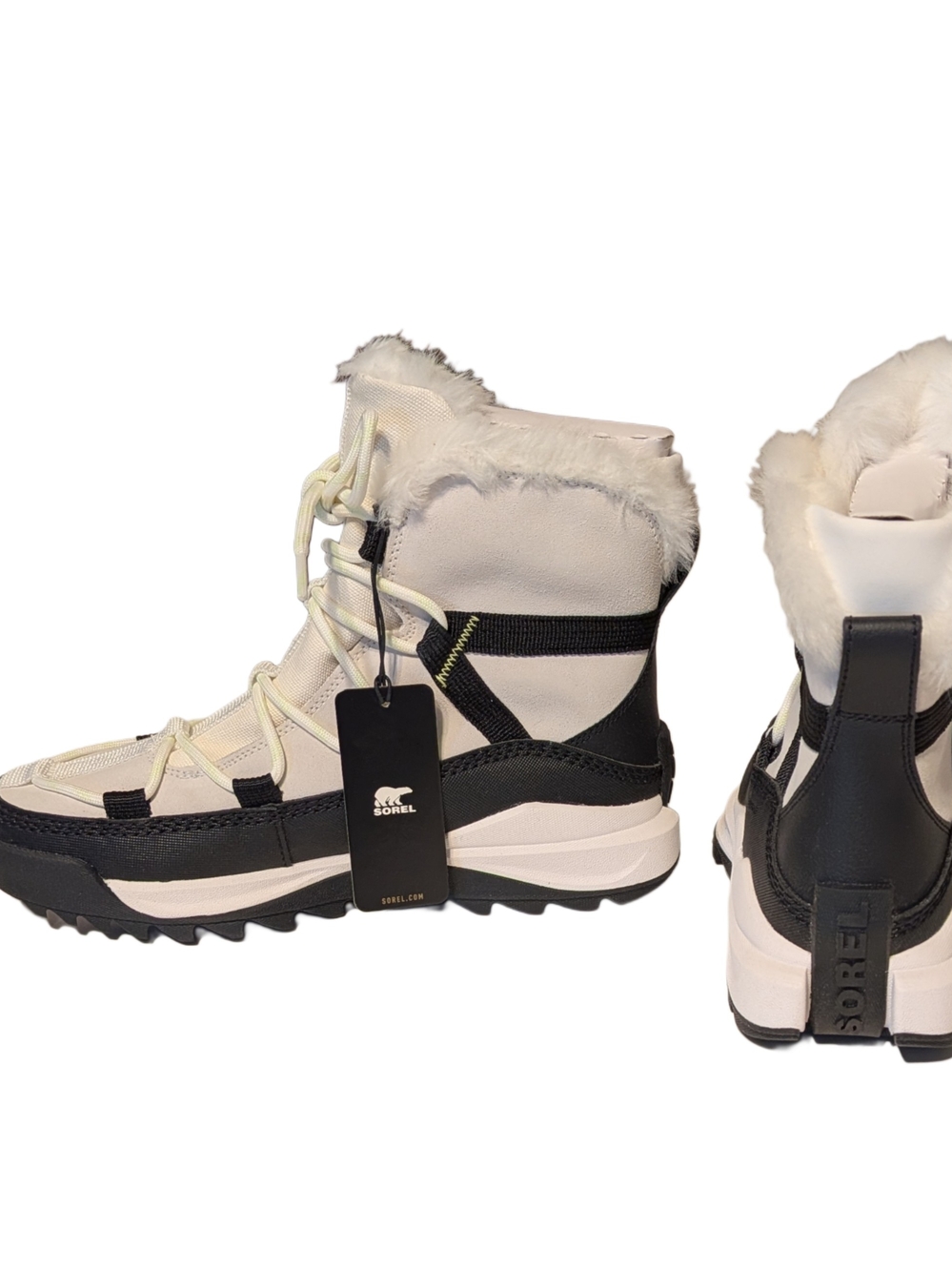 Sorel Ona RMX Glacy WP 1988611-3Sorel Women's White and Black Fur-Trim Snow Boot - Picture 8 of 9
